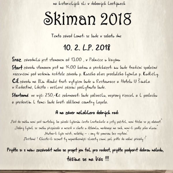 Pozvánka Skiman 2018