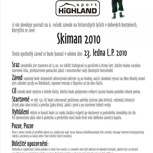 Pozvánka Skiman 2010